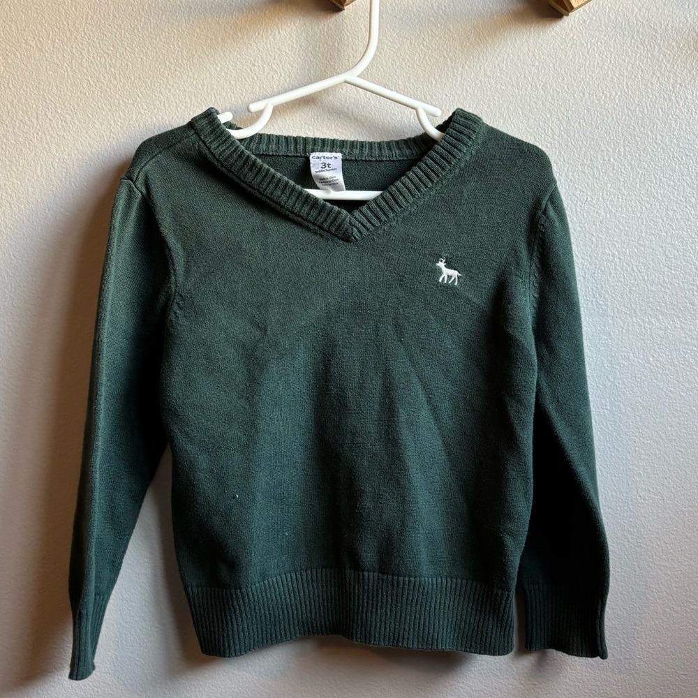 Carter's Boys Sweater Green V Neck